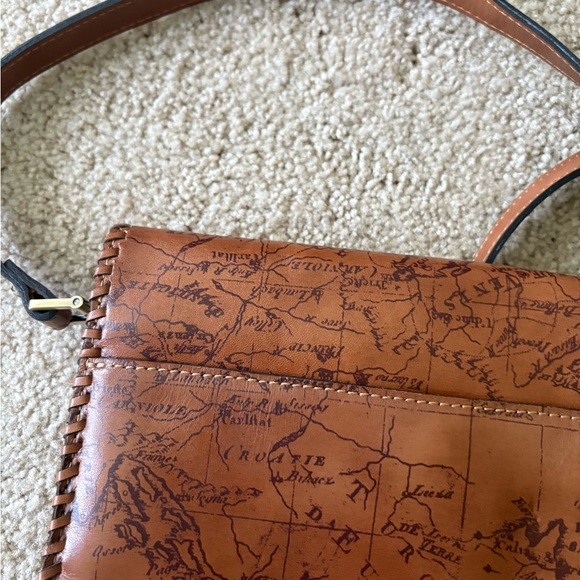Patricia Nash Map Print Leather Crossbody Bag Brown Vintage Adjustable purse - Picture 9 of 16